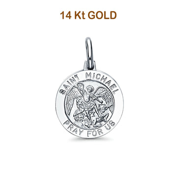 Charm Pendant 2.0 grams 18mmX18mm 14K Real White Gold St. Michael Religious